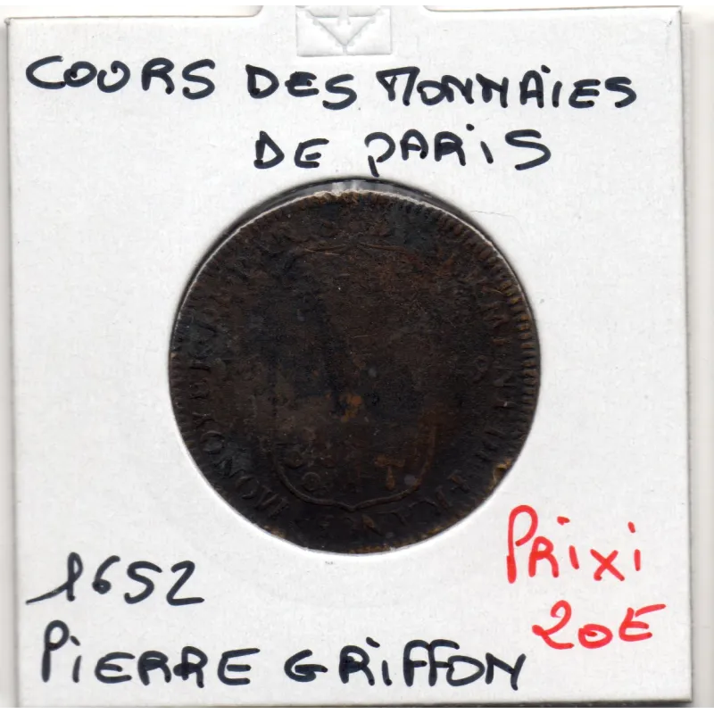 Jeton Cours des monnaies de Paris, TB Pierre Griffon 1652