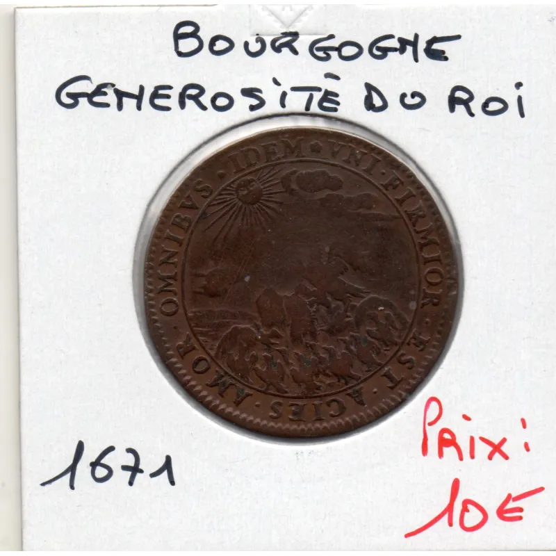 Jeton Bourgogne la générosité du roi, 1671 TB Feuardent 9806
