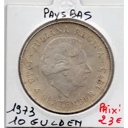 Pays Bas 10 Gulden 1973 Sup, KM.190 10 Ans règne Juliana