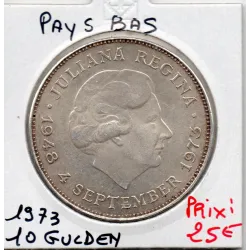 Pays Bas 10 Gulden 1973 Spl, KM.190 10 Ans règne Juliana