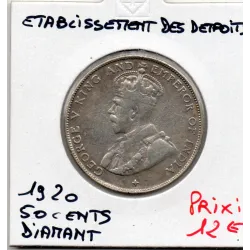 Etablissement des Détroits 50 cents 1920 diamant TTB-, KM.35.1 Georges V