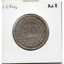Etablissement des Détroits 50 cents 1920 diamant TTB-, KM.35.1 Georges V