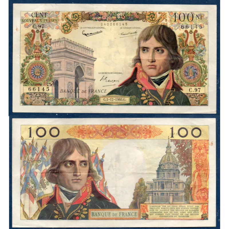 100 Nouveaux Francs Bonaparte, TTB, 1.12.1960 Billet de la banque de France 100 Nouveaux Francs Bonaparte, TTB, 1.12.1960 Billet de la banque de France