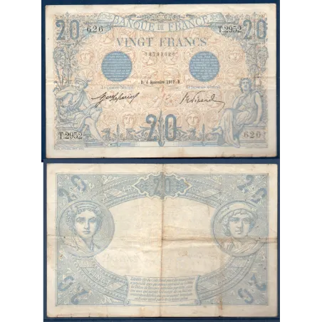 20 Francs Bleu, TB, 4.11.1912 Billet de la banque de France