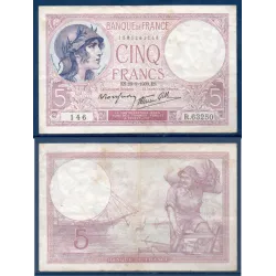 5 Francs Violet, TB, 28.9.1939 Billet de la banque de France