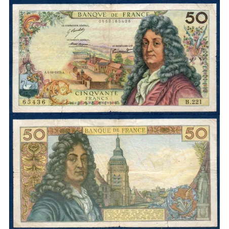 50 Francs Racine, TB, 4.10.1973 Billet de la banque de France