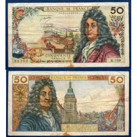 50 Francs Racine, TB, 5.11.1970 Billet de la banque de France