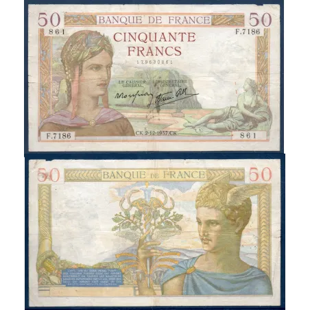 50 Francs Cérès, B, 2.12.1937 Billet de la banque de France