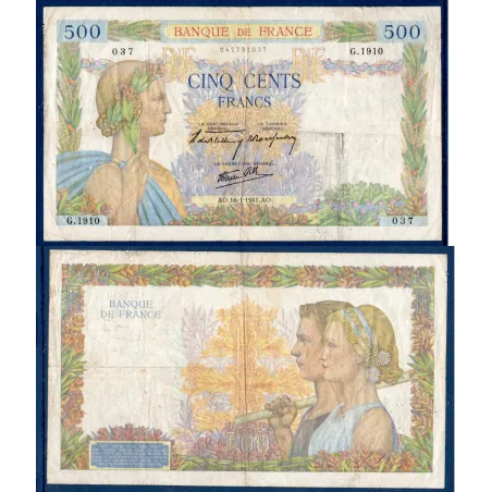 500 Francs La Paix, TB, 16.1.1941 Billet de la banque de France