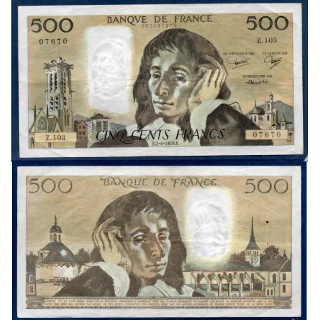 500 Francs Pascal, TTB-, 7.6.1979 Billet de la banque de France
