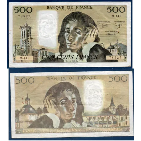 500 Francs Pascal, TTB-, 4.6.1981 Billet de la banque de France