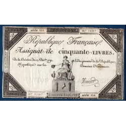 Assignat 50 livres, TB, 14.12.1792 signature Vermond Mus 44