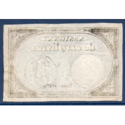 Assignat 5 livres 10 brumaire l'an 2, TTB, signature Brouz Mus 39