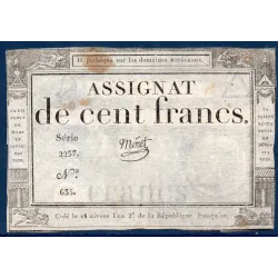 Assignat 100 francs, TB, 18 Nivose an 3 signature Moret Mus 49