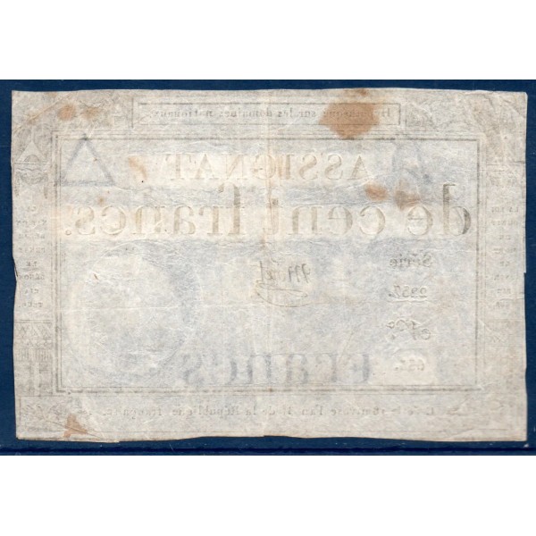 Assignat 100 francs, TB, 18 Nivose an 3 signature Moret Mus 49