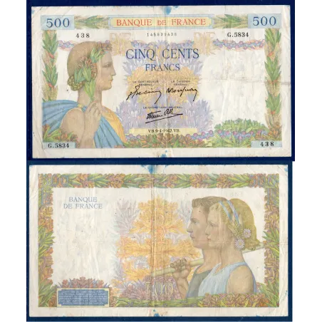 500 Francs La Paix, TB-, 9.4.1942 Billet de la banque de France