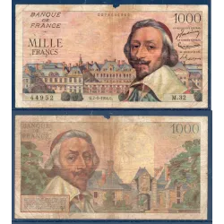 1000 Francs Richelieu, B, 7.1.1954 Billet de la banque de France