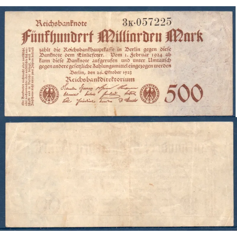 Allemagne P.127b, TTB Billet de 500 milliards de Mark 1923 Allemagne P.127b, TTB Billet de 500 milliards de Mark 1923