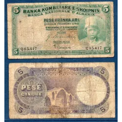 Albanie P.2b, AB Billet de 5 Franka Ari 1926 pont rivière Kiri
