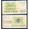 Bosnie P.16b, TB- Billet de 5000 Dinara 1993 avec tampon