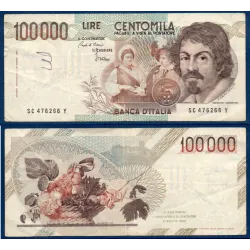 Italie P.110a, TB ecrit Billet de 100000 Lire 1983 Caravaggio
