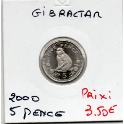 Gibraltar 5 pence 2000 Spl, KM 775 Macaque de Barbarie