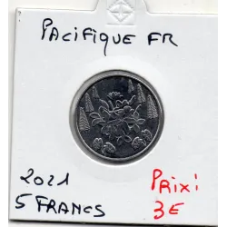 Pacifique Français 5 Francs 2021 Spl Fleurs tiaré et frangipanier