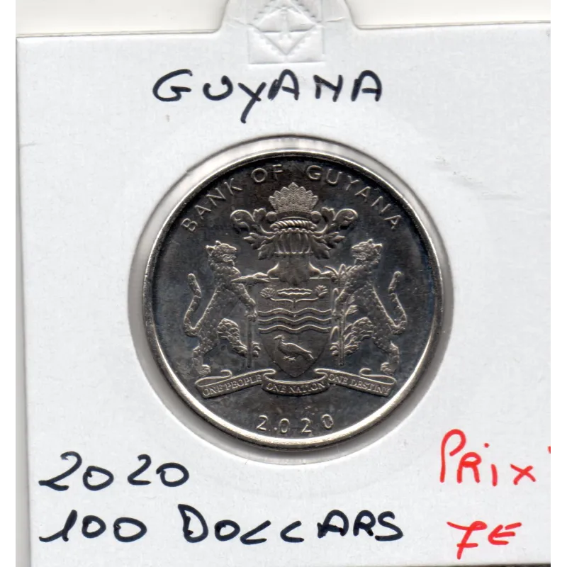 Guyana 100 dollars 2020 Spl, KM.62 50 ans république colorisée Guyana 100 dollars 2020 Spl, KM.62 50 ans république colorisée