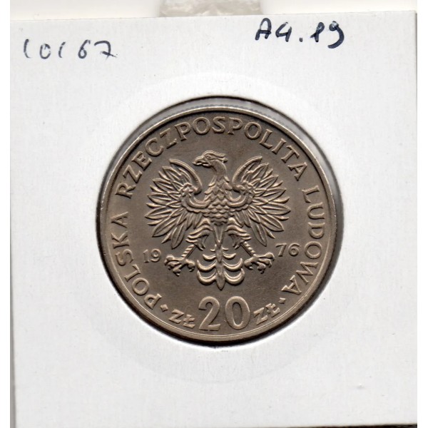 Pologne 20 Zlotych 1976 Sup, KM.Y67 Marceli Nowotko