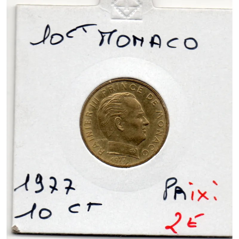 Monaco Rainier III 10 centimes 1977 Sup+, Gad.146 moine