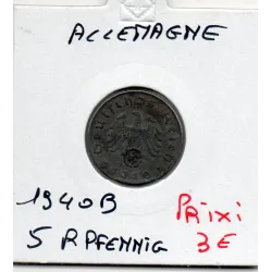 Allemagne 5 reichspfennig 1940 B, TTB KM.100