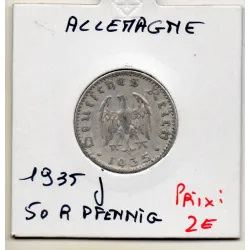 Allemagne 50 reichspfennig 1935 J, Sup KM 87 Aigle simple