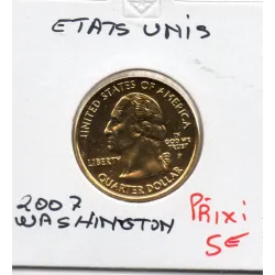 Etats Unis Quarter ou 1/4 Dollar 2007 P Washington Sup, KM.397 plaqué or