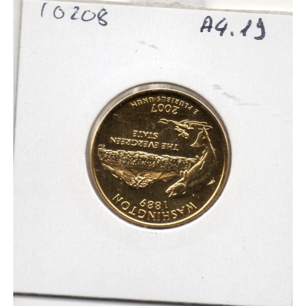 Etats Unis Quarter ou 1/4 Dollar 2007 P Washington Sup, KM.397 plaqué or