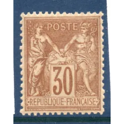Timbre France Yvert No 80 Type II Sage 30c brun-jaune Neuf ** tb centré signé