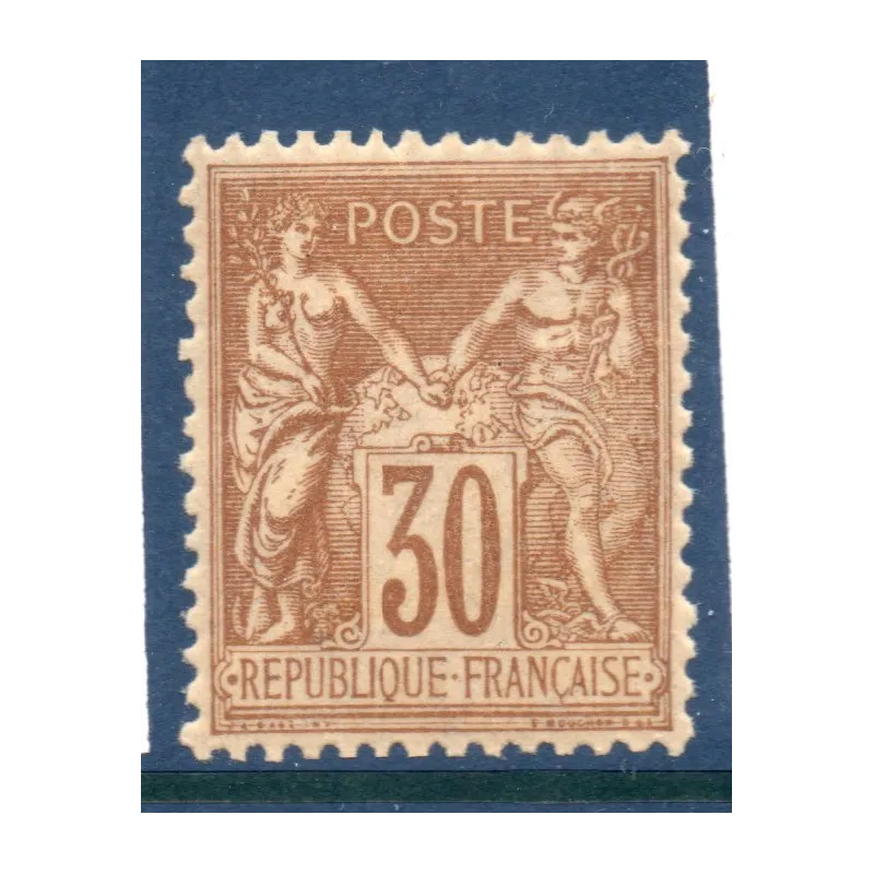 Timbre France Yvert No 80 Type II Sage 30c brun-jaune Neuf ** tb centré signé Timbre France Yvert No 80 Type II Sage 30c brun-jaune Neuf ** tb centré signé