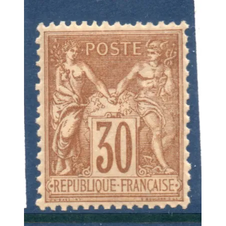 Timbre France Yvert No 80 Type II Sage 30c brun-jaune Neuf ** tb centré signé