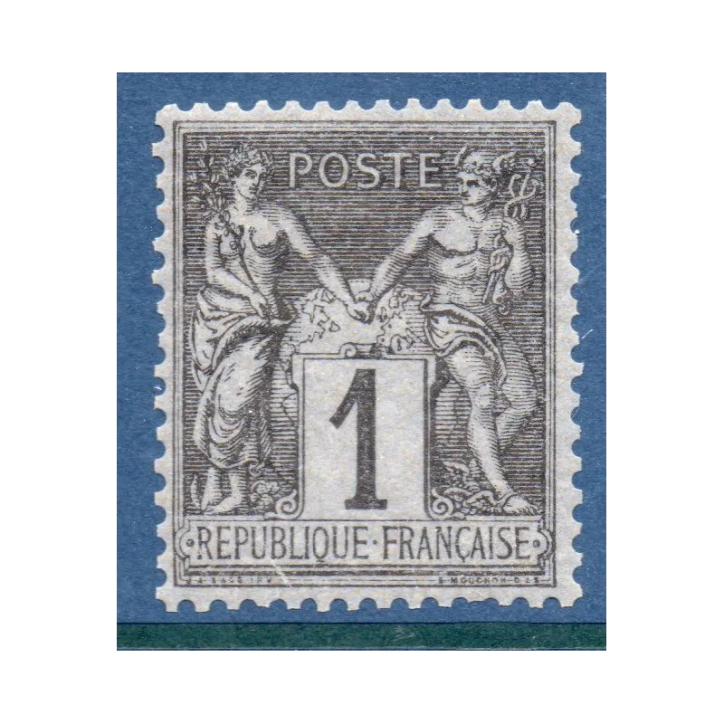 Timbre France Yvert No 83b Type II Sage 1c noir s. gris Neuf ** Timbre France Yvert No 83b Type II Sage 1c noir s. gris Neuf **