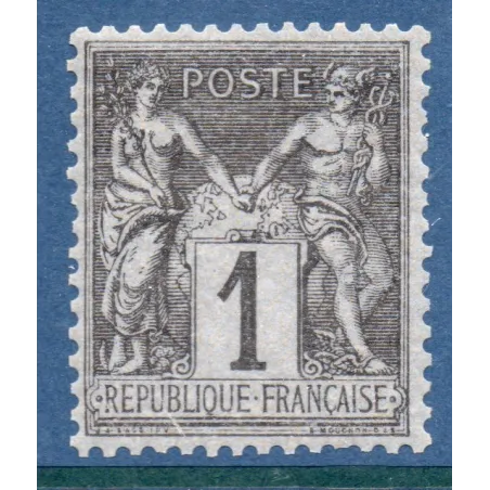Timbre France Yvert No 83b Type II Sage 1c noir s. gris Neuf **