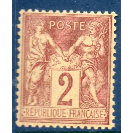 Timbre France Yvert No 85 Type II Sage 2c brun-rouge Neuf ** sans charnière tb centré