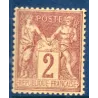 Timbre France Yvert No 85 Type II Sage 2c brun-rouge Neuf ** sans charnière tb centré