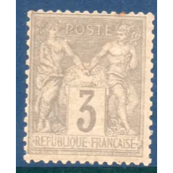 Timbre France Yvert No 87b Type II Sage 3c gris-jaunâtre Neuf ** sans charnière