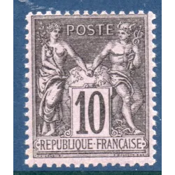 Timbre France Yvert No 89 Type II Sage 10c noir s. lilas Neuf ** sans trace de charnière
