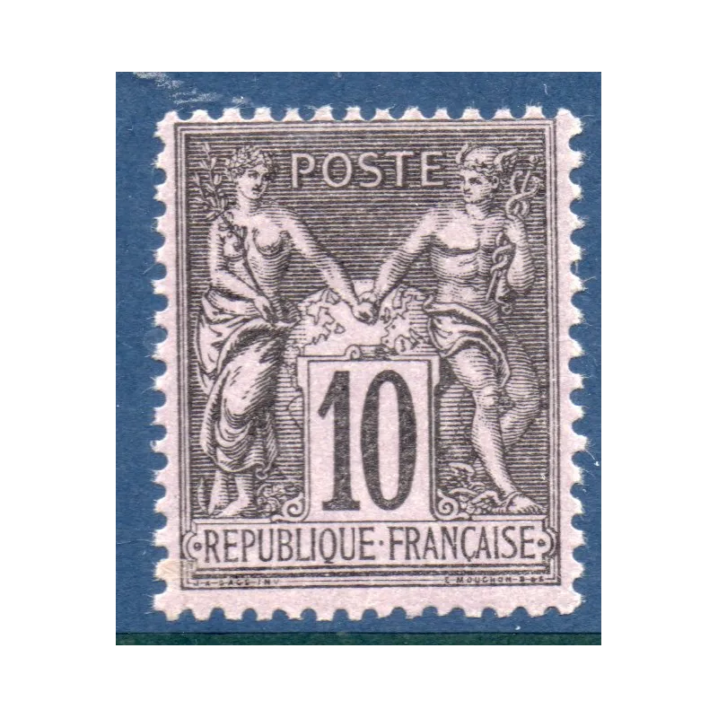 Timbre France Yvert No 89 Type II Sage 10c noir s. lilas Neuf ** sans trace de charnière Timbre France Yvert No 89 Type II Sage 10c noir s. lilas Neuf ** sans trace de charnière