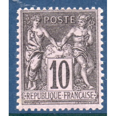 Timbre France Yvert No 89 Type II Sage 10c noir s. lilas Neuf ** sans trace de charnière