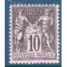 Timbre France Yvert No 89 Type II Sage 10c noir s. lilas Neuf ** sans trace de charnière