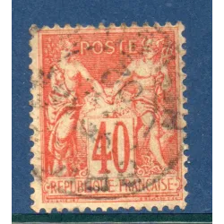 Timbre France Yvert No 94a Type II Sage 40c vermillon Oblitéré