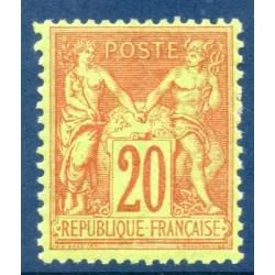Timbre France Yvert No 96 Type II Sage 20c brique s. vert Neuf ** sans charnière signé
