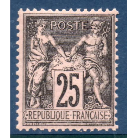 Timbre France Yvert No 97 Type II Sage 25c noir s. rose Neuf ** sans charnière signé
