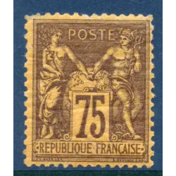 Timbre France Yvert No 99 Type II Sage 75c violet s. orange Neuf * sur charnière dent juste dans l angle